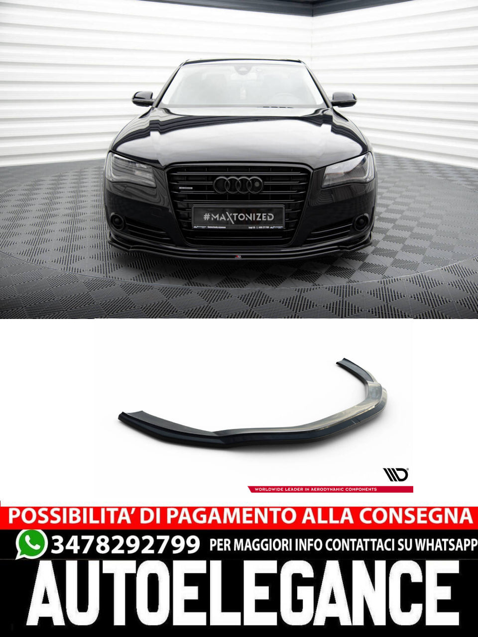 SPLITTER ANTERIORE ADATTO COMPATIBILE PER  AUDI A8 D4 (2009- 2013)