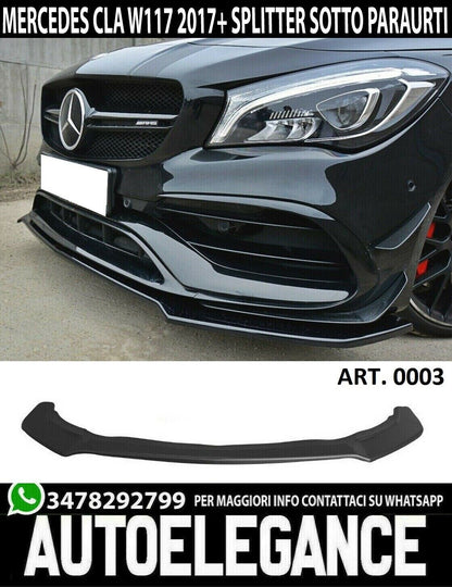 MERCEDES A-CLASS W176 16-18 FRONT BUMPER SPOILER ABS BLACK SPLITTER