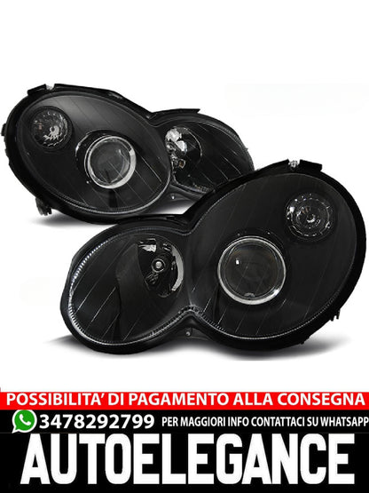 BLACK HEADLIGHTS for MERCEDES CL203 C-Class 00-04 