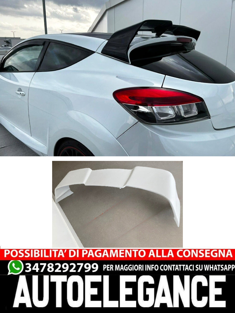 SPOILER STILE COPPA PER RENAULT MEGANE 3 RS - PER MODELLO RESTYLED