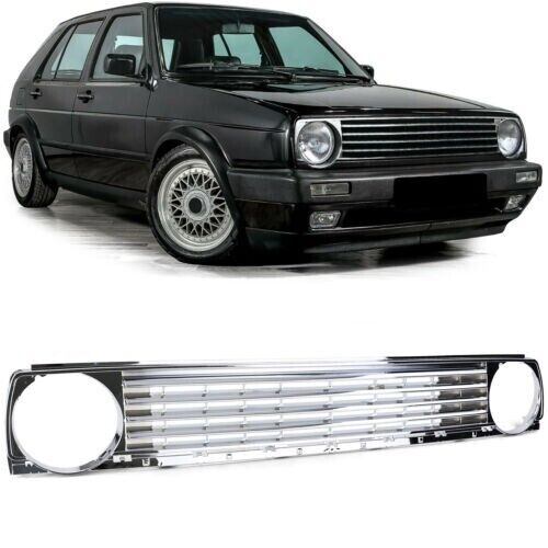 Sport front grille without emblem chrome for VW Golf 2 83-91