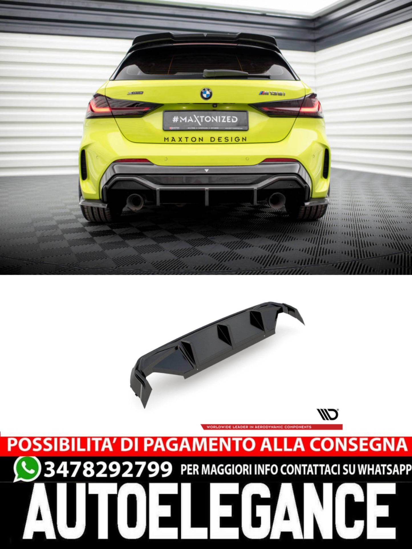 DIFFUSORE POSTERIORE CARBONIO V.2 ADATTO PER BMW 1 F40 M-PACK/ M135I  (2019 - )