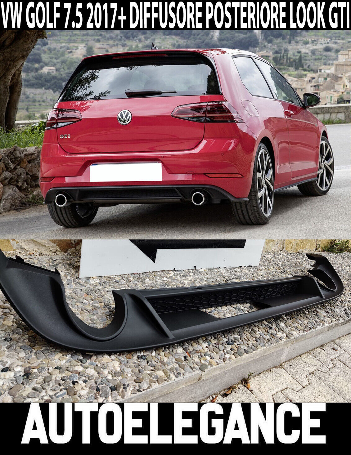 ESTRATTORE VW GOLF 7.5 DAL 2017+ DIFFUSORE POSTERIORE SOTTO PARAURTI GTI ABS