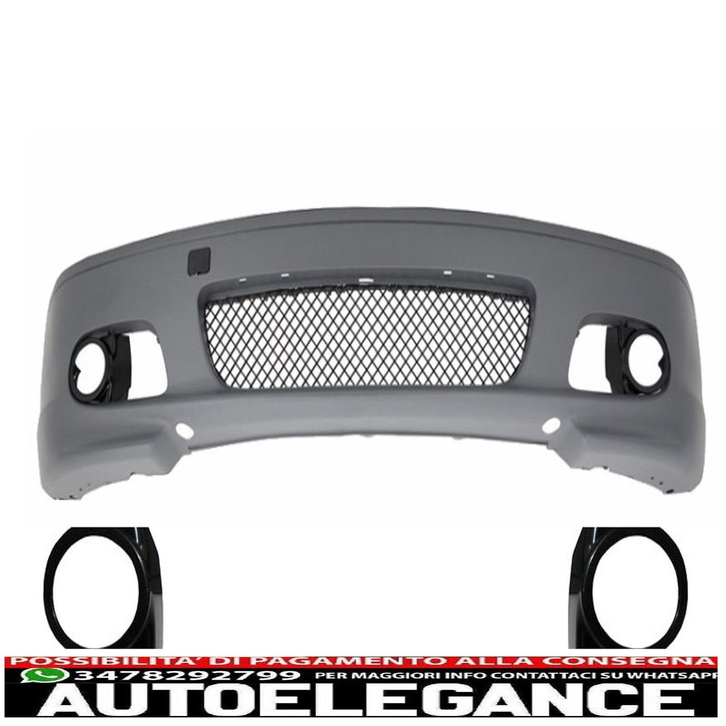 front bumper suitable for bmw 3 series e46 coupe cabrio (1999-2007) m-tech m-technik m-sport ii design with smoked fog lights