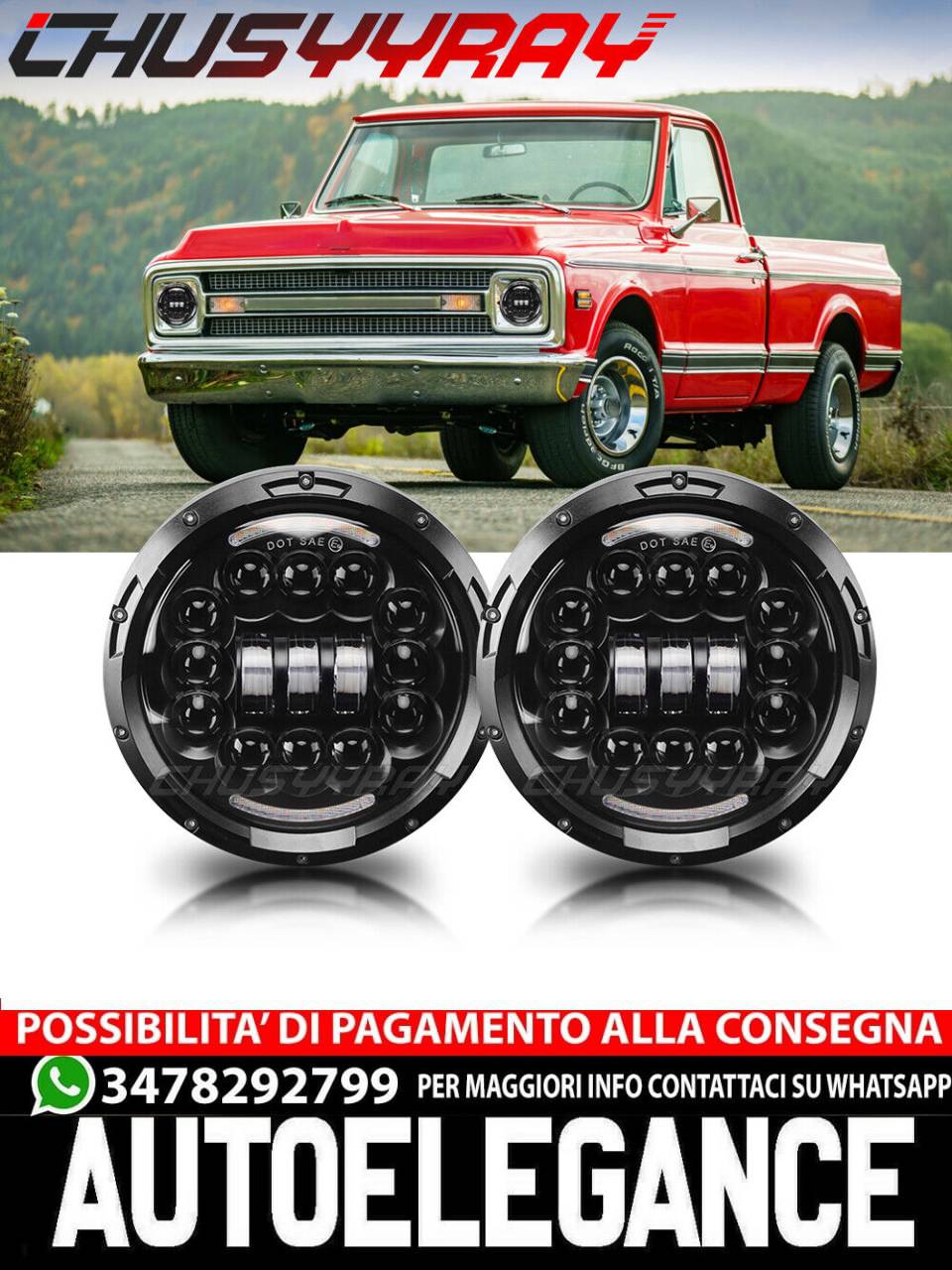 DOT 7"inch ROUND Halo Led Headlights Hi/Lo for Mack Granite CV713 Trucks 