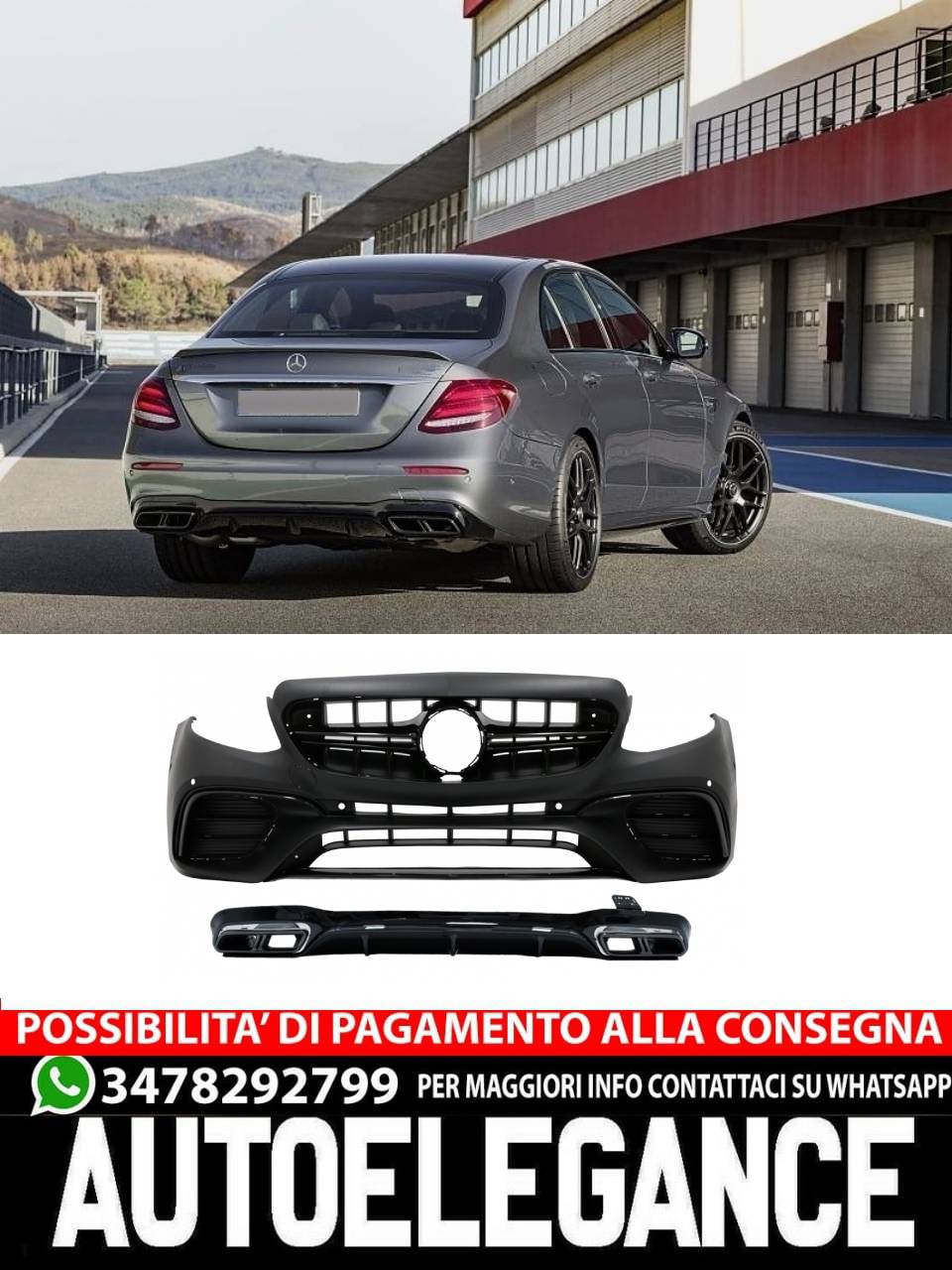 Front bumper with diffuser suitable for Mercedes E-Class W213 (from 2016 +) 