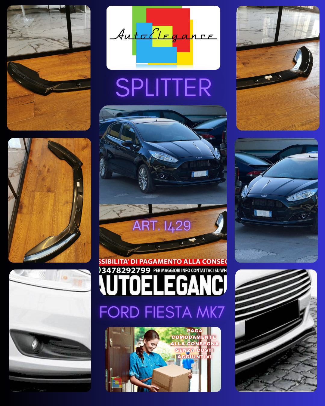 SPLITTER ADATTO PER FORD FIESTA MK7 FL 2012-2017 STANDARD LOOK NERO LUCIDO