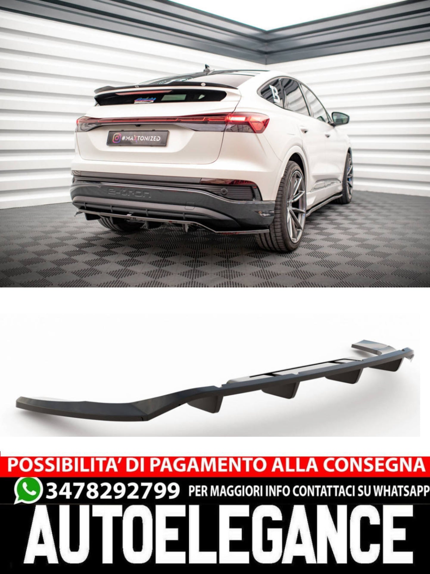 SPLITTER POSTERIORE CENTRALE (CON BARRE VERTICALI) adatto per AUDI Q4 E-TRON SPORTBACK MK1