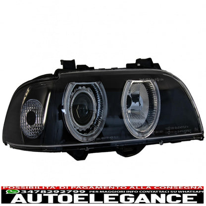 angel eye headlights suitable for bmw 5 series e39 sedan touring (1996-2003) black grey edition