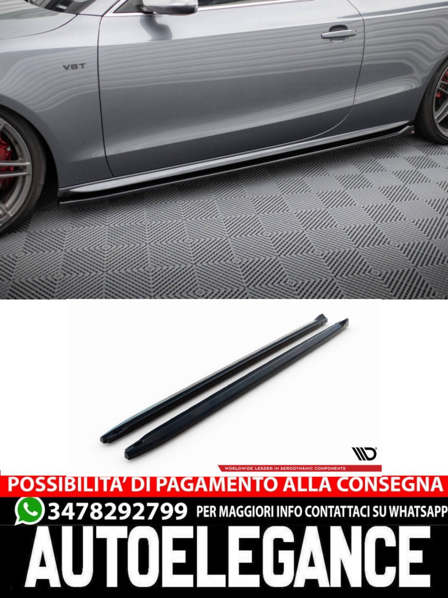 MINIGONNE LATERALI adatte per V.2 AUDI S5 / A5 S-LINE COUPE 8T 2007 - 2016