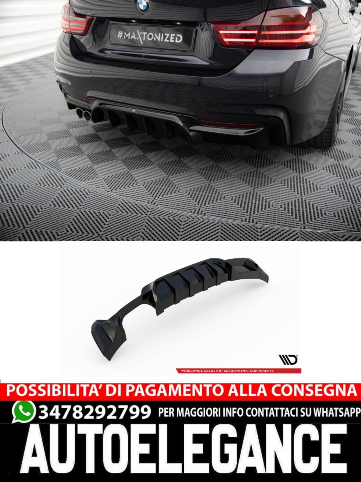 DIFFUSORE POSTERIORE BMW 4 COUPÉ / GRAN COUPE M-PACK F32 / F36 (VERSIONE CON SCARICO SU UN LATO)