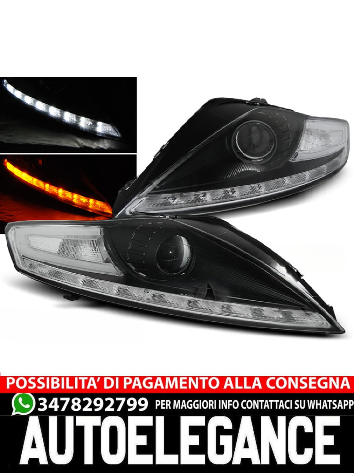 FARI NERI ADATTI PER FORD MONDEO 07.07-11.10 DAYLIGHT INDICATORE LED