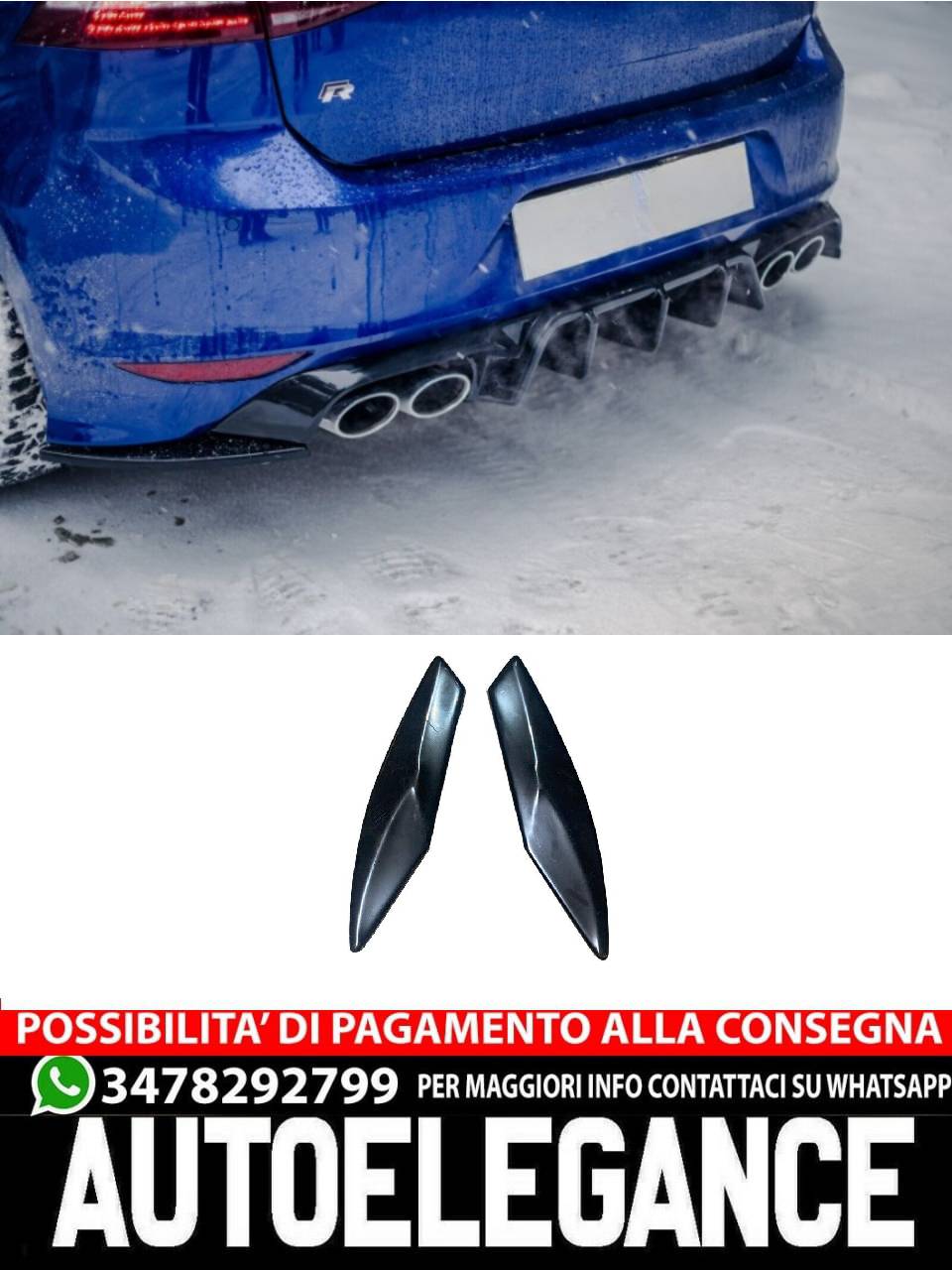 SPLITTER adatto per VW Golf Mk7 R 2013-2016 V3