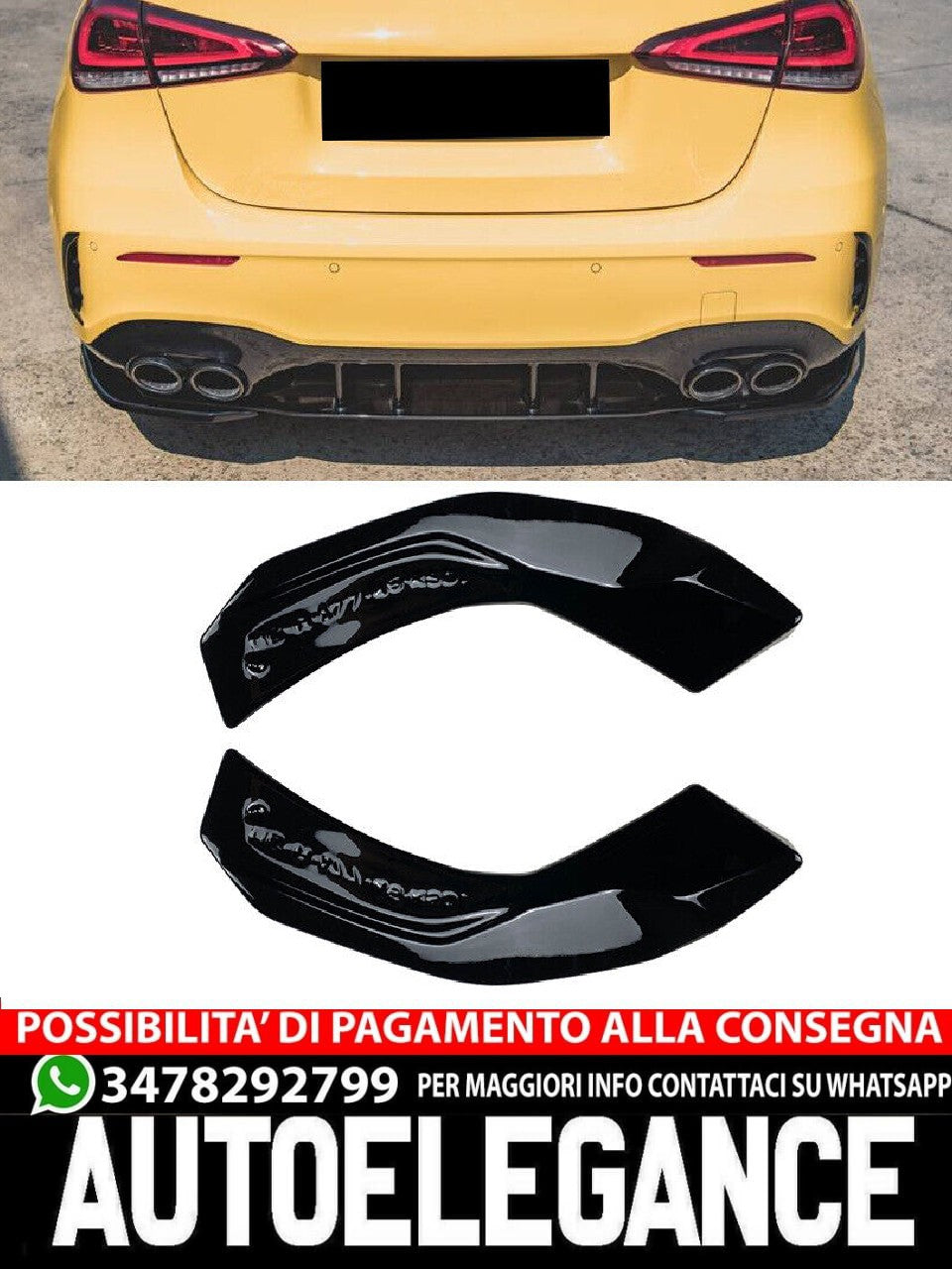 FOR MERCEDES W177 A35+A45 SIDES SPLITTER SPOILER DIFFUSER APRON 