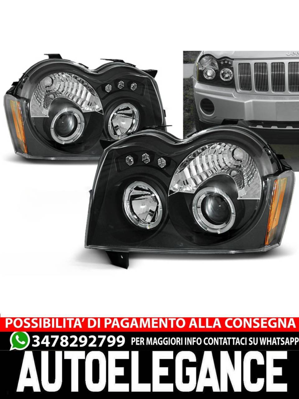 CHRYSLER JEEP GRAND CHEROKEE 05-08 ANGEL EYES NERO
