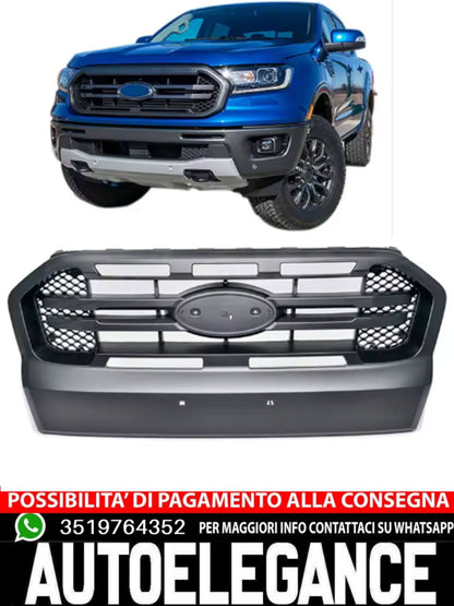 Griglia radiatore nera con doppia barra ADATTA PER Ford Ranger T7 16-19 2.2 3.2