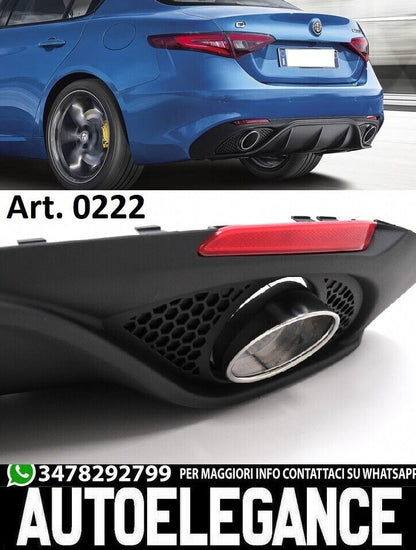 DAM ALFA ROMEO GIULIA DIFFUSORE SOTTO PARAURTI POSTERIORE + TERMINALI INOX 0222