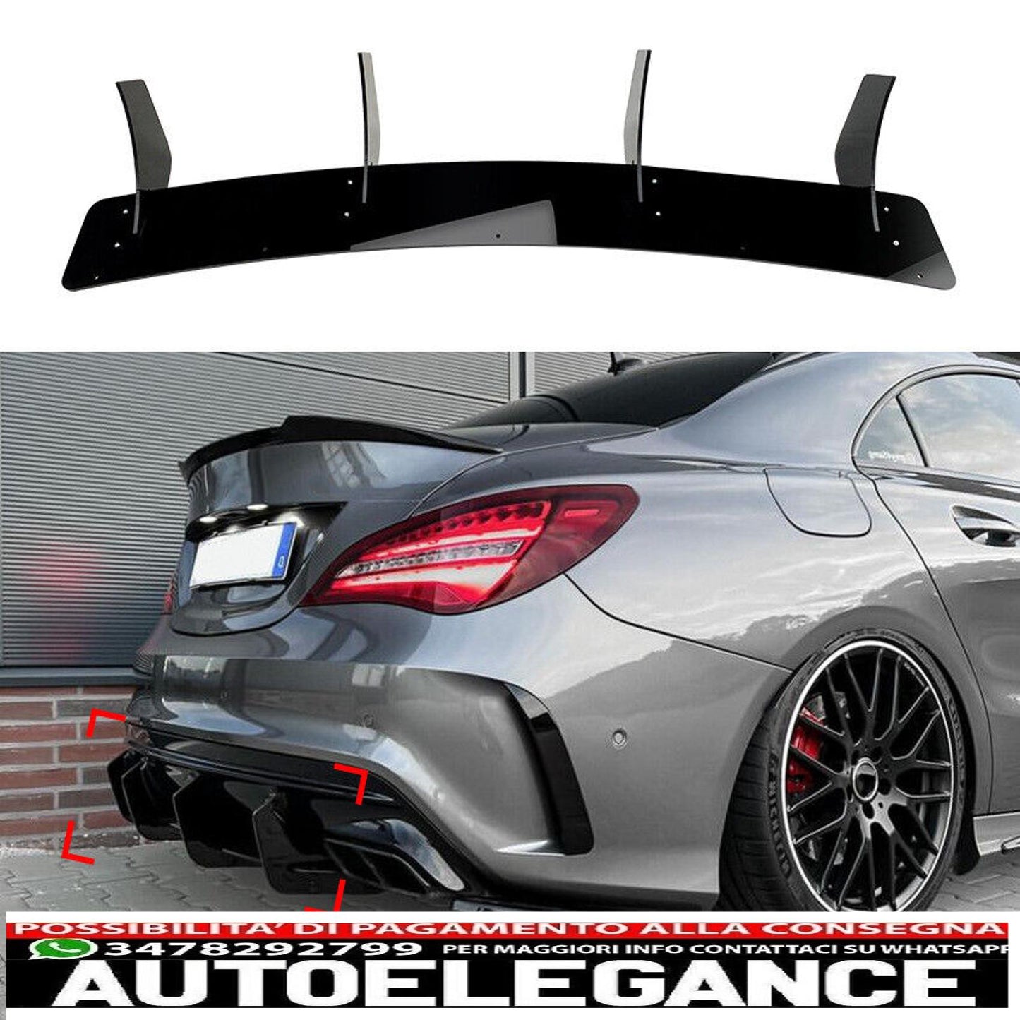 diffusore sottospoiler adatto per mercedes c117 x117 cla 45 amg (solo lifting)-mostra il titolo originaletesto originalediffuser unterspoiler passt für mercedes c117 x117 cla 45 amg (nur facelift)