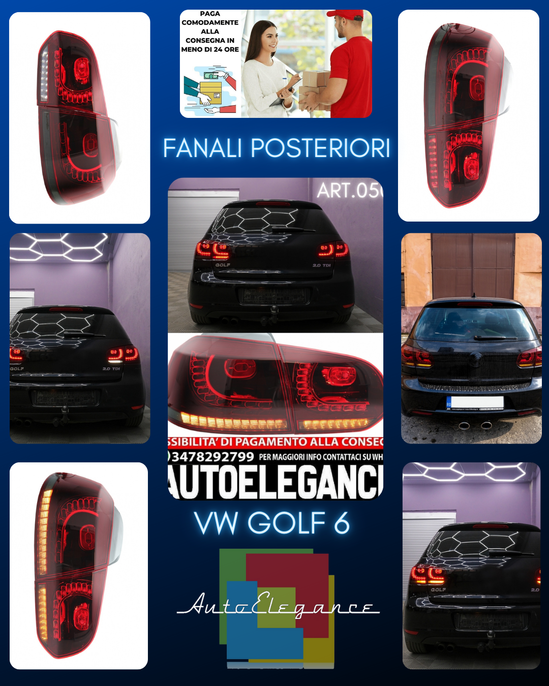 FULL LED REAR LIGHTS SUITABLE FOR VW GOLF 6 (2008-2013) LOOK R20