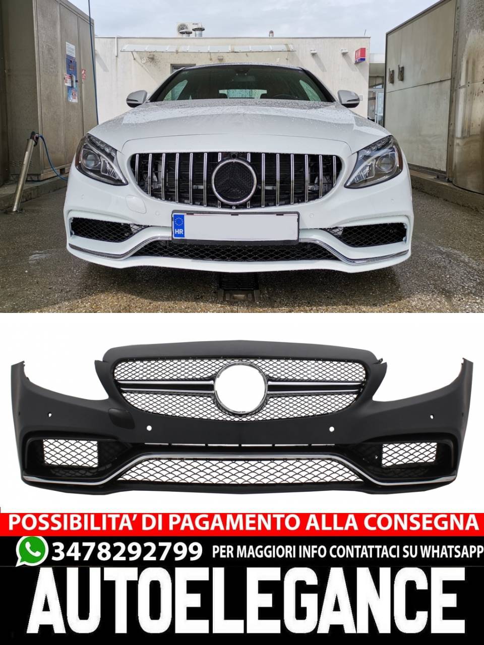 Paraurti anteriore adatto per Mercedes Classe C W205 S205 C205 A205 (2014-2018)