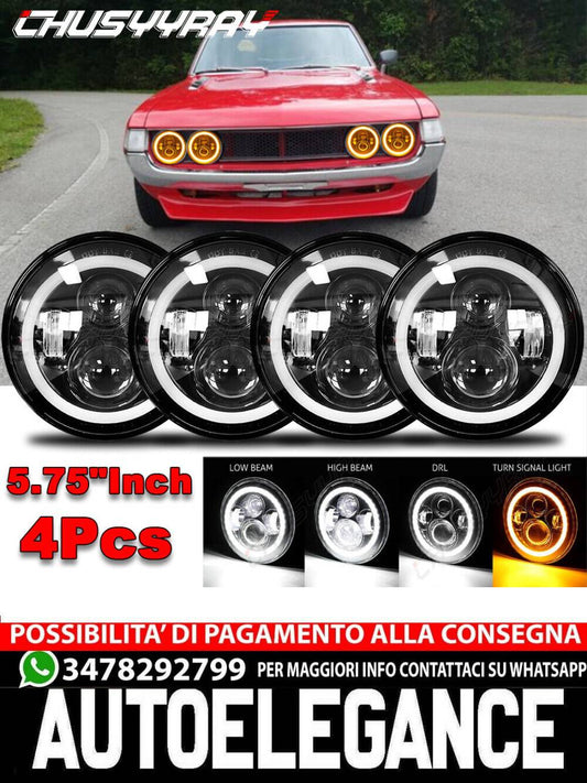 4PCS Black 5 3/4 5.75" Round LED Headlights Headlamp Hi/Lo Beam DRL Turn Signal