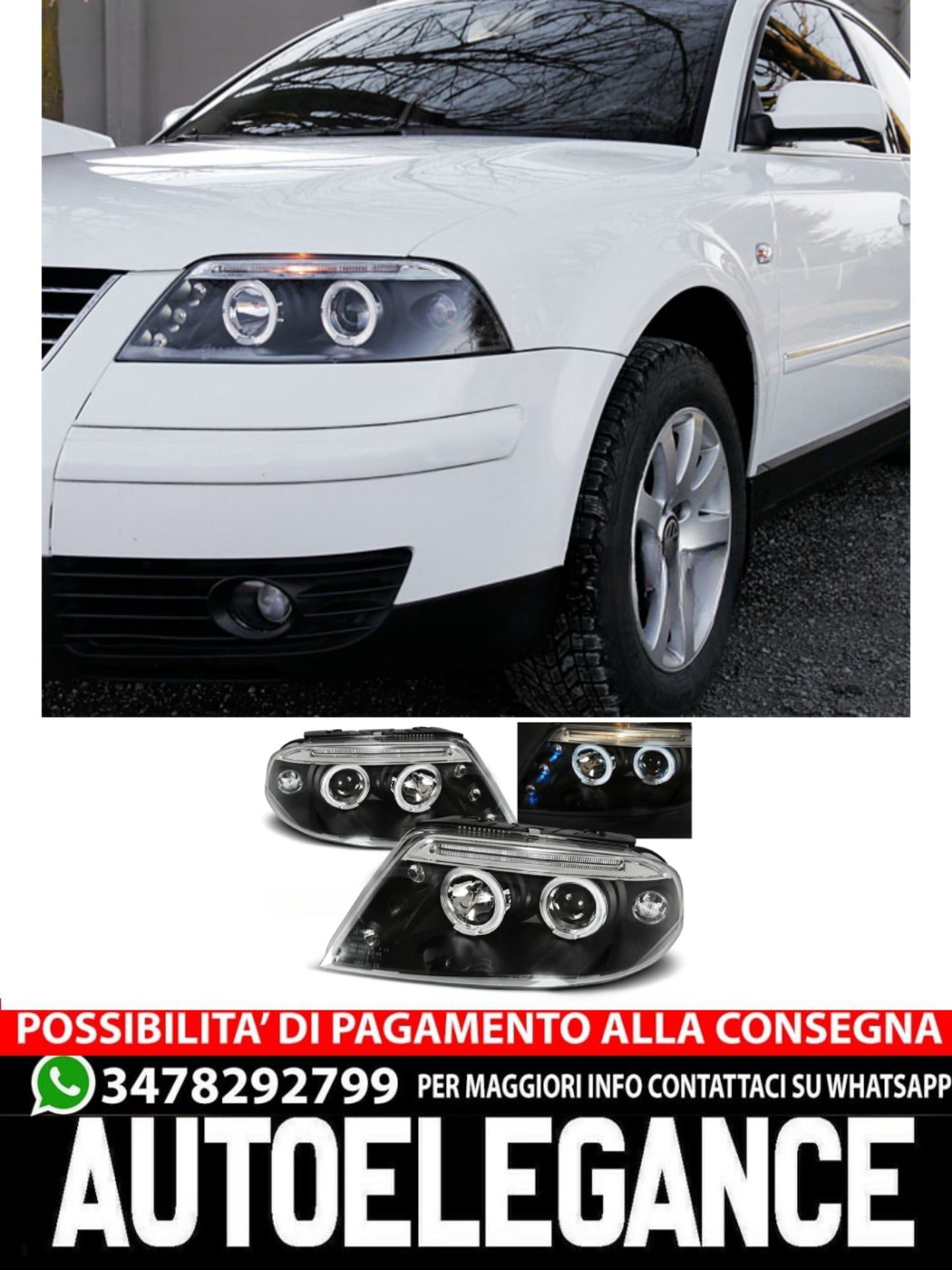 FARI ANGEL EYES NERO ADATTI COMPATIBILI PER VW PASSAT 3BG 09.00-03.05