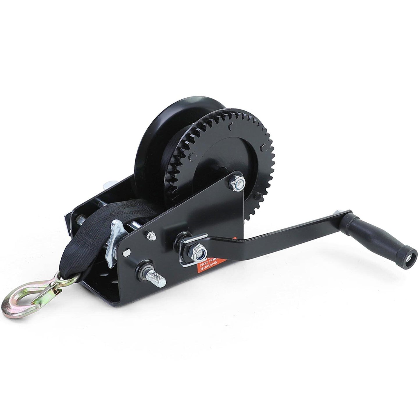 Professional Winch Hand Winch with Strap 1500kg 8m Black for Car Trailers