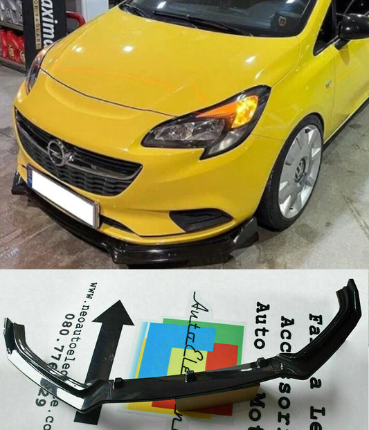 OPEL CORSA AND FRONT BUMPER BLADE IN ABS SPORT LOOK GLOSSY BLACK - 