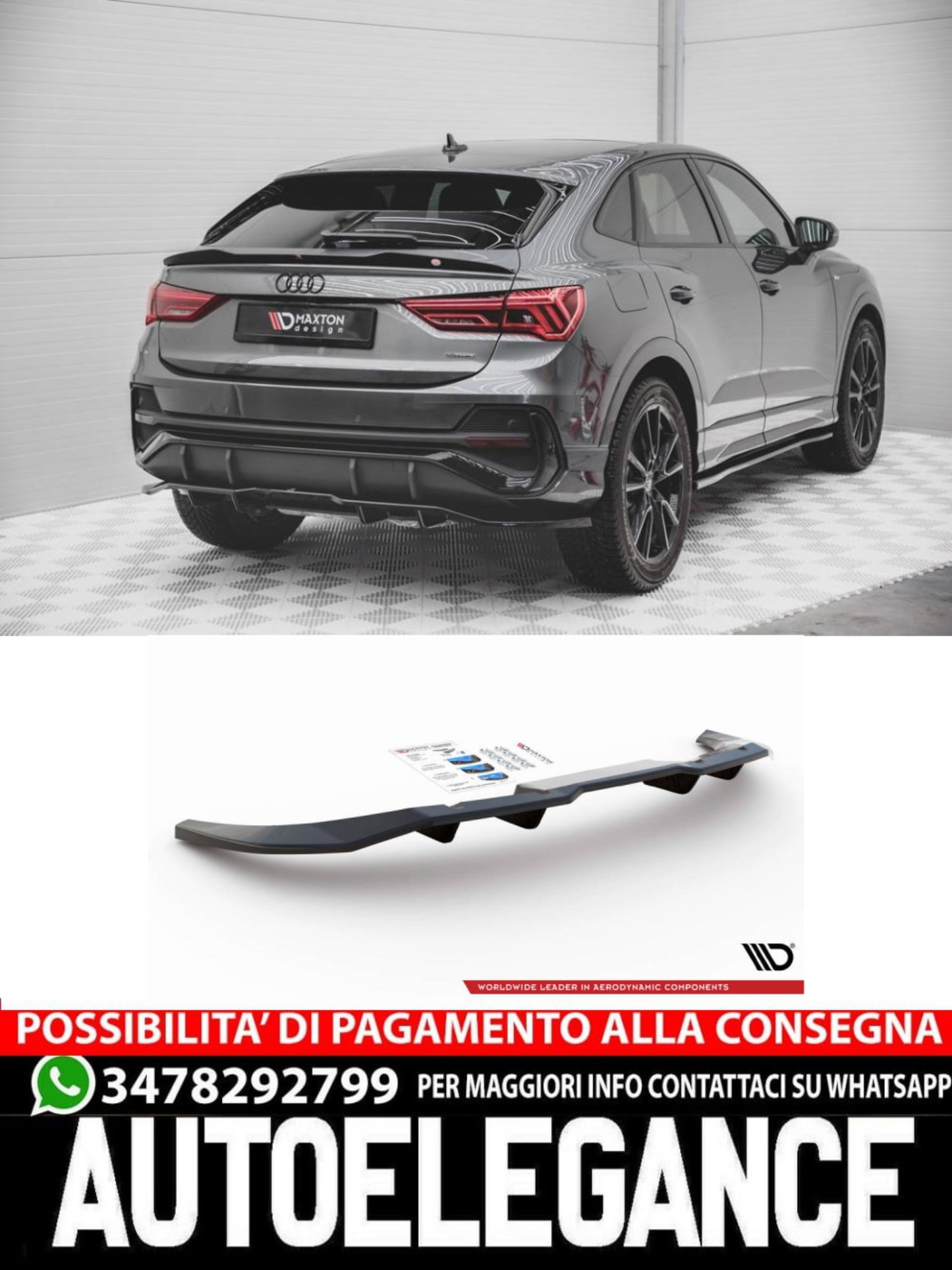 SPLITTER POSTERIORE CENTRALE (CON BARRE VERTICALI) AUDI Q3 SPORTBACK S-LINE  2019 -