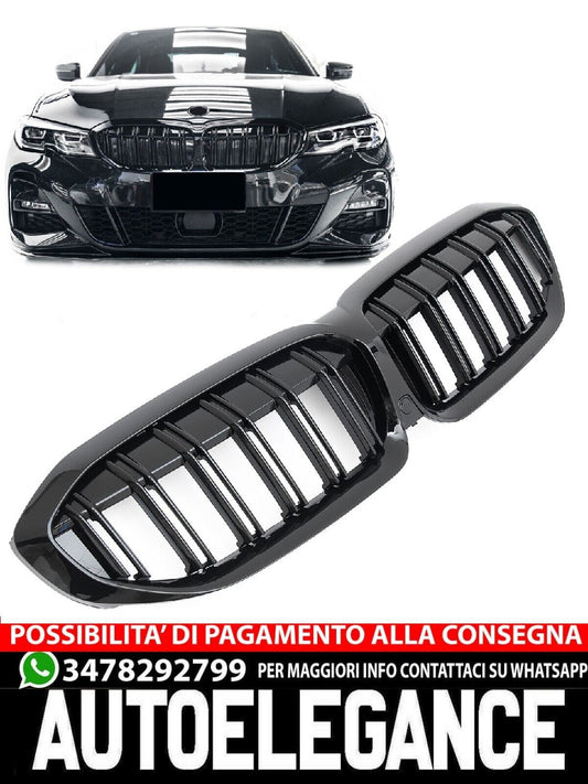 ADATTO PER BMW SERIE 3 G20 G21 2019-2022 GRIGLIA DEL RADIATORE NERO LUCIDO AUTOELEGANCERICAMBI