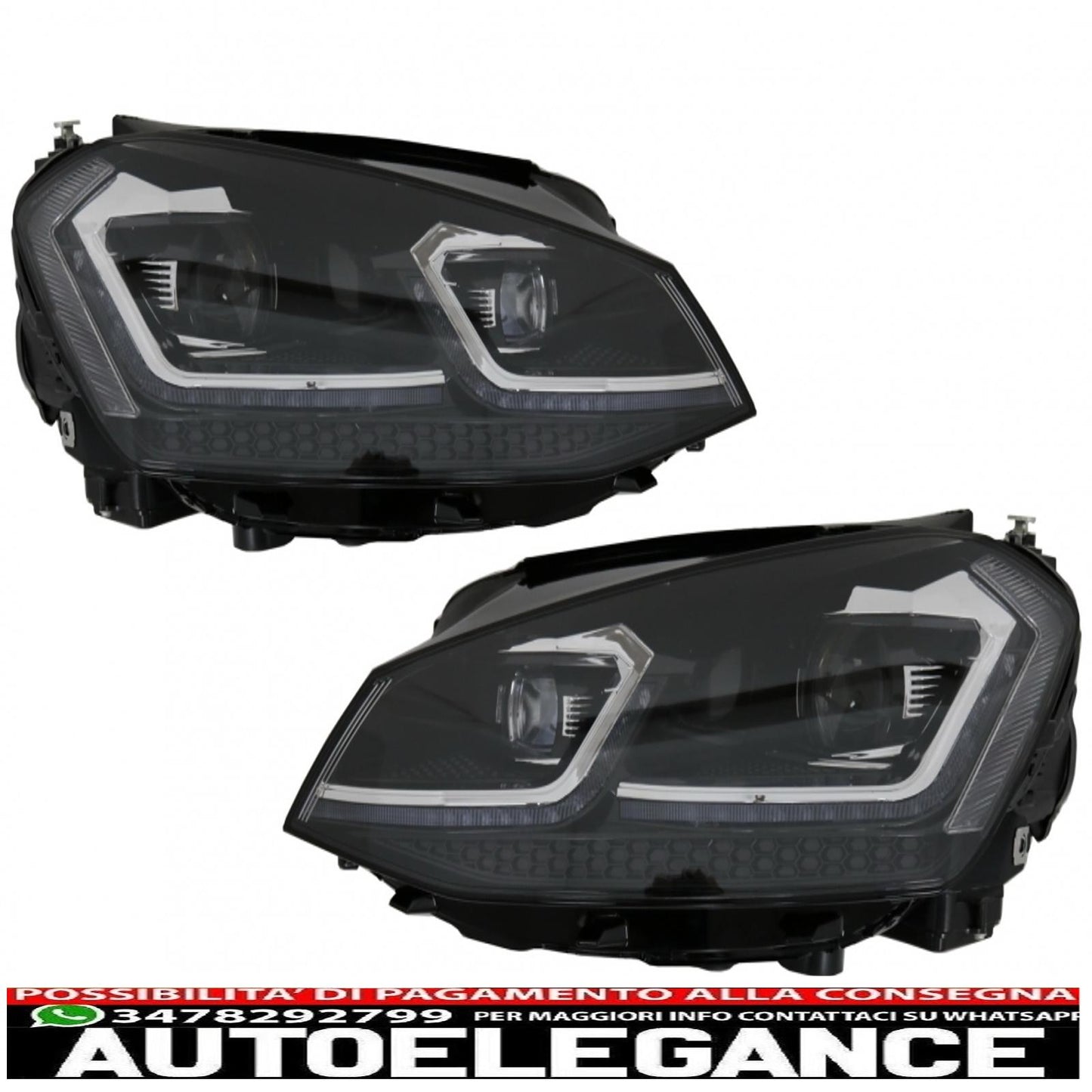 right hand drive led headlights suitable for vw golf 7 vii (2012-2017) facelift g7.5 r line look dynamic sequential cornering lights