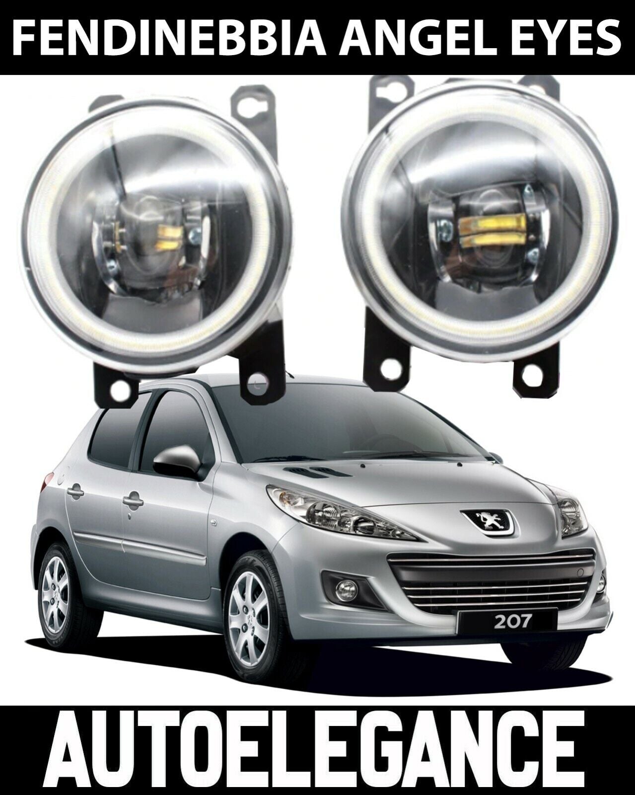 PEUGEOT 207 2006-2012 CREE LED FOG LIGHTS 8000LM WHITE ANGEL EYES
