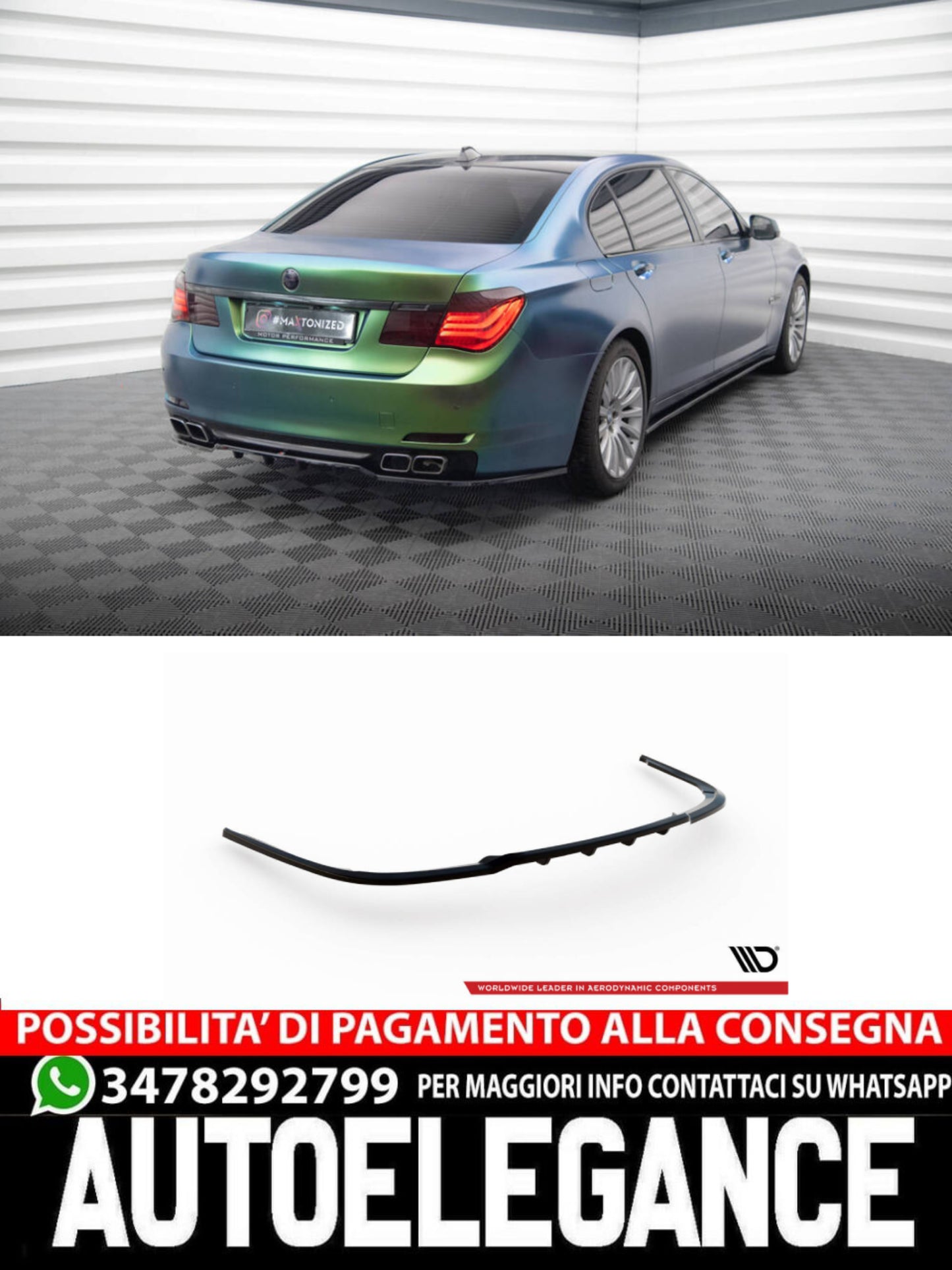 SPLITTER POSTERIORE CENTRALE (CON BARRE VERTICALI) BMW 7 F01  (2008-2013)