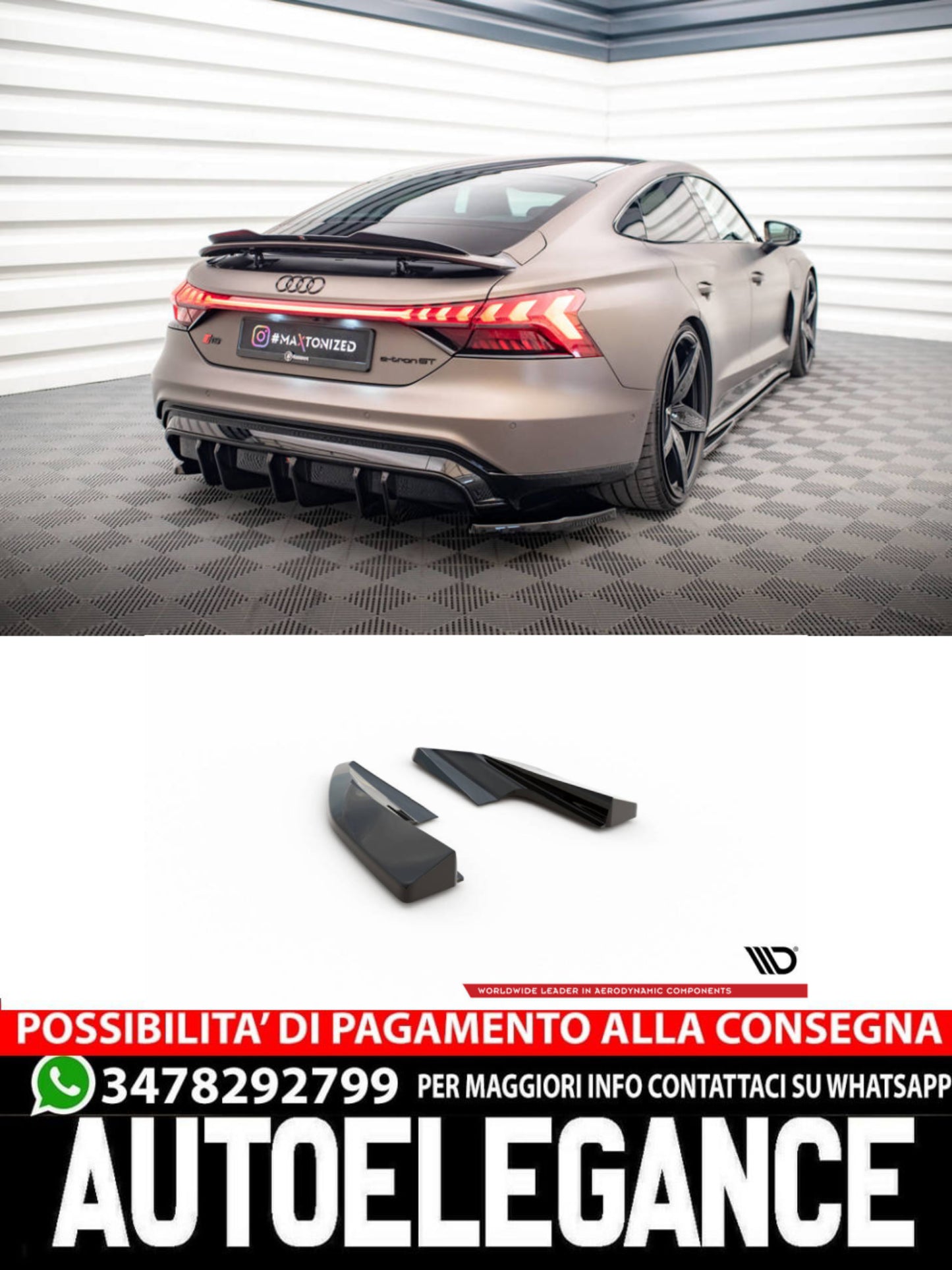 SPLITTER LATERALI POSTERIORI ADATTO COMPATIBILE PER V.2 AUDI E-TRON GT / RS GT MK1  (2021 - )