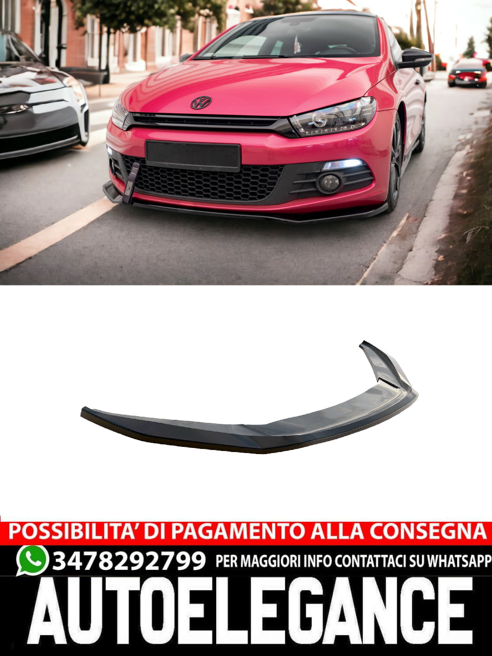 SPLITTER ANTERIORE V.2 ADATTO PER VOLKSWAGEN SCIROCCO MK3