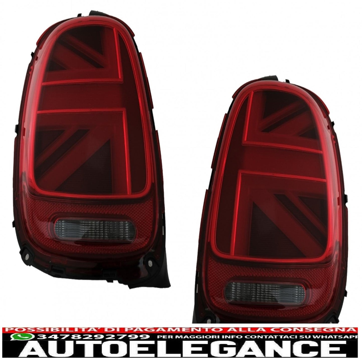 Rear lights suitable for mini one f55 f56 f57 3d 5d cabriolet (2014-2018) jcw design red