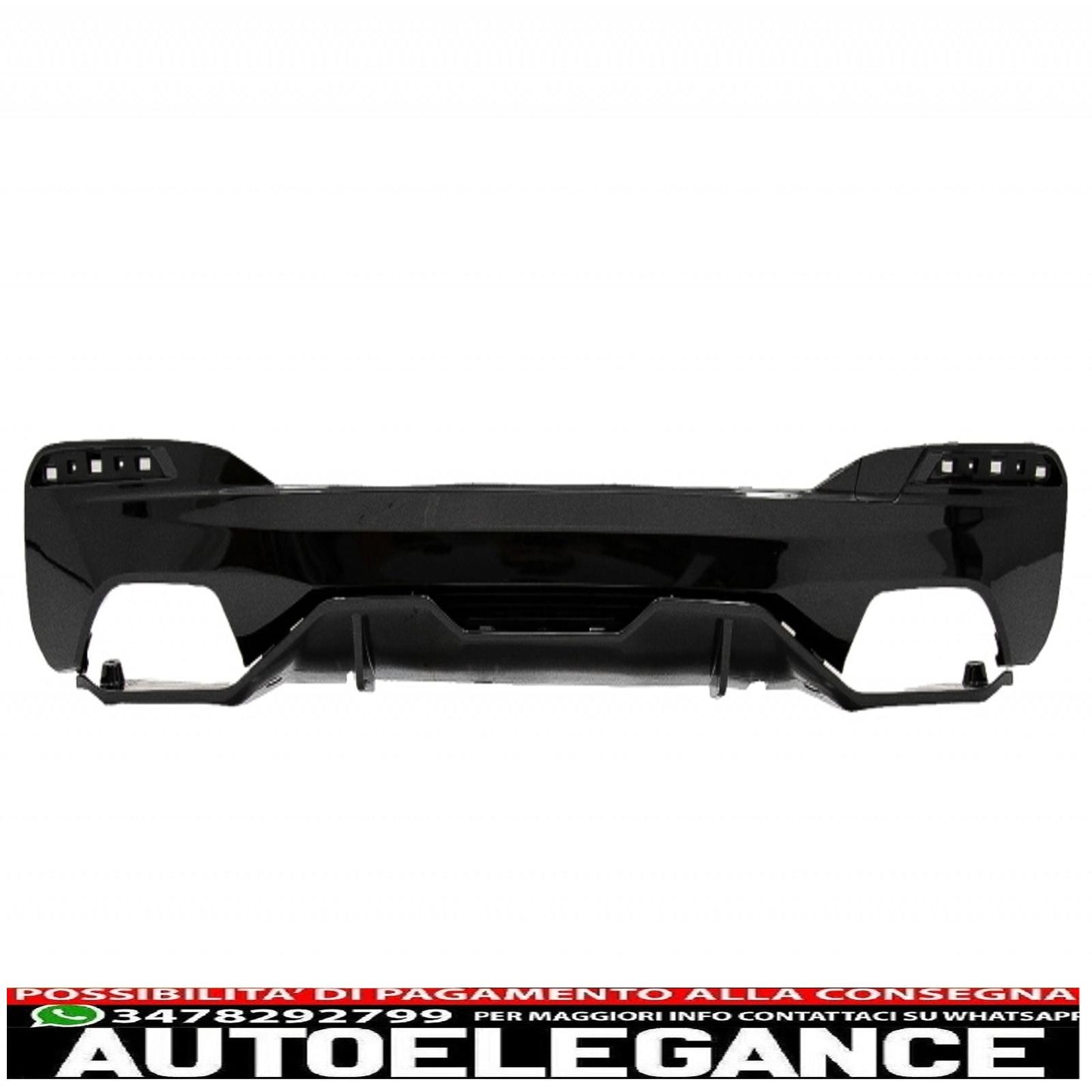 diffusore del paraurti posteriore con terminali del silenziatore di scarico adatto per BMW Serie 5 G30 G31 Limousine Touring (2017-up) M Performance Design Cromato e Nero Pianoforte