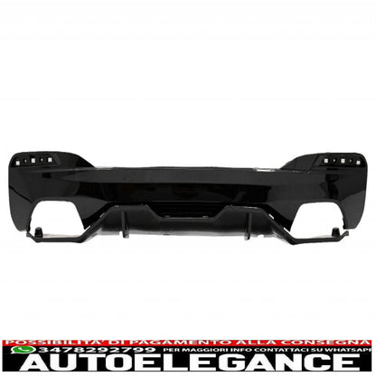 diffusore del paraurti posteriore con terminali del silenziatore di scarico adatto per BMW Serie 5 G30 G31 Limousine Touring (2017-up) M Performance Design Cromato e Nero Pianoforte