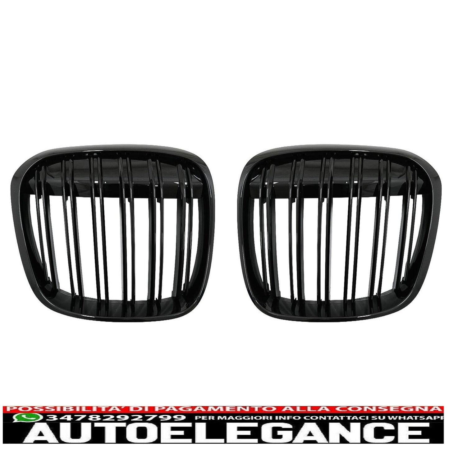 Grilles for BMW X1 SUV F48 Pre-LCI 06.15-19 Double M Look Gloss Black 