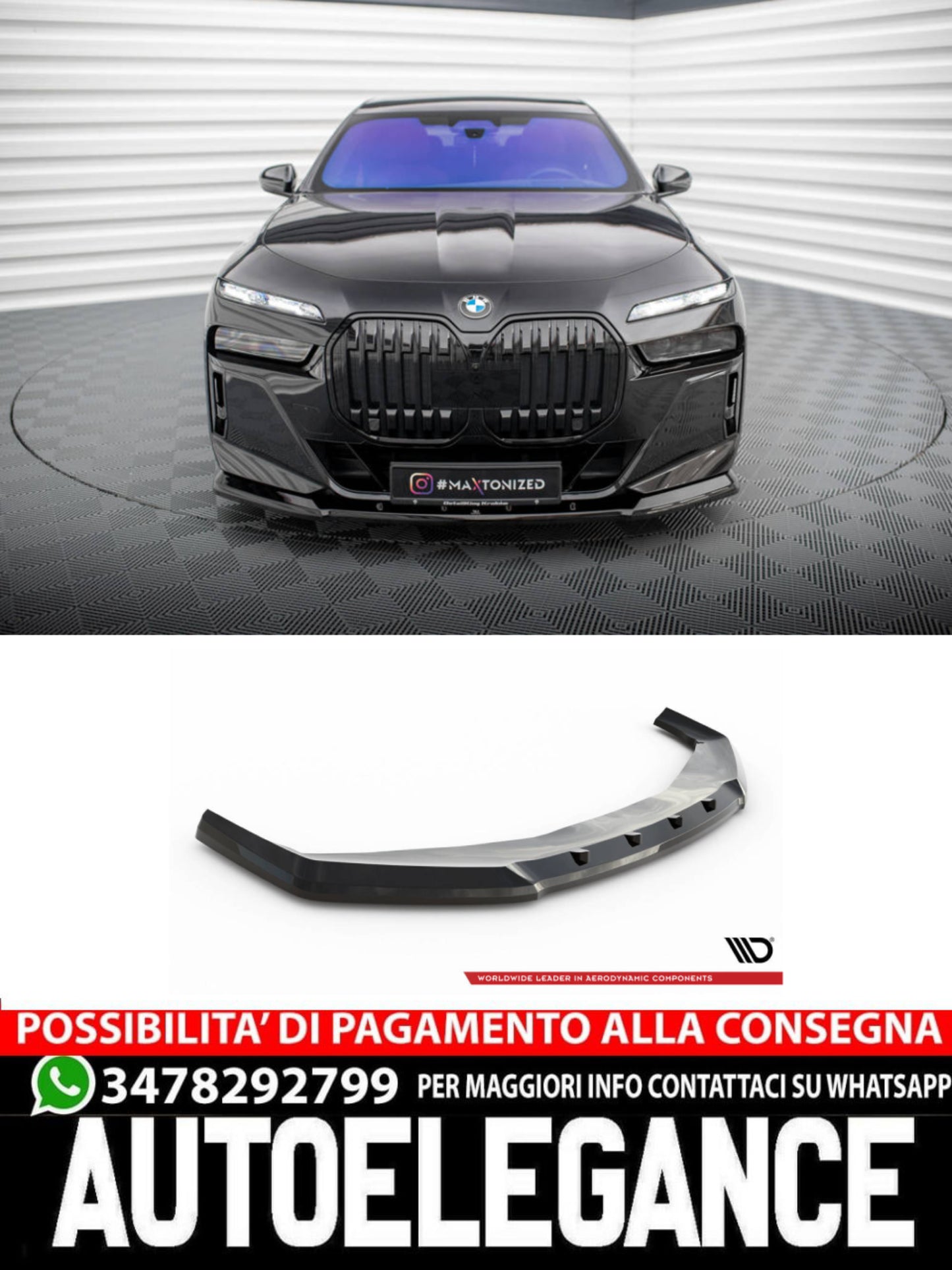 SPLITTER ANTERIORE V.1 adatto per  BMW 7 M-PACK / M760E G70  (2022 - )