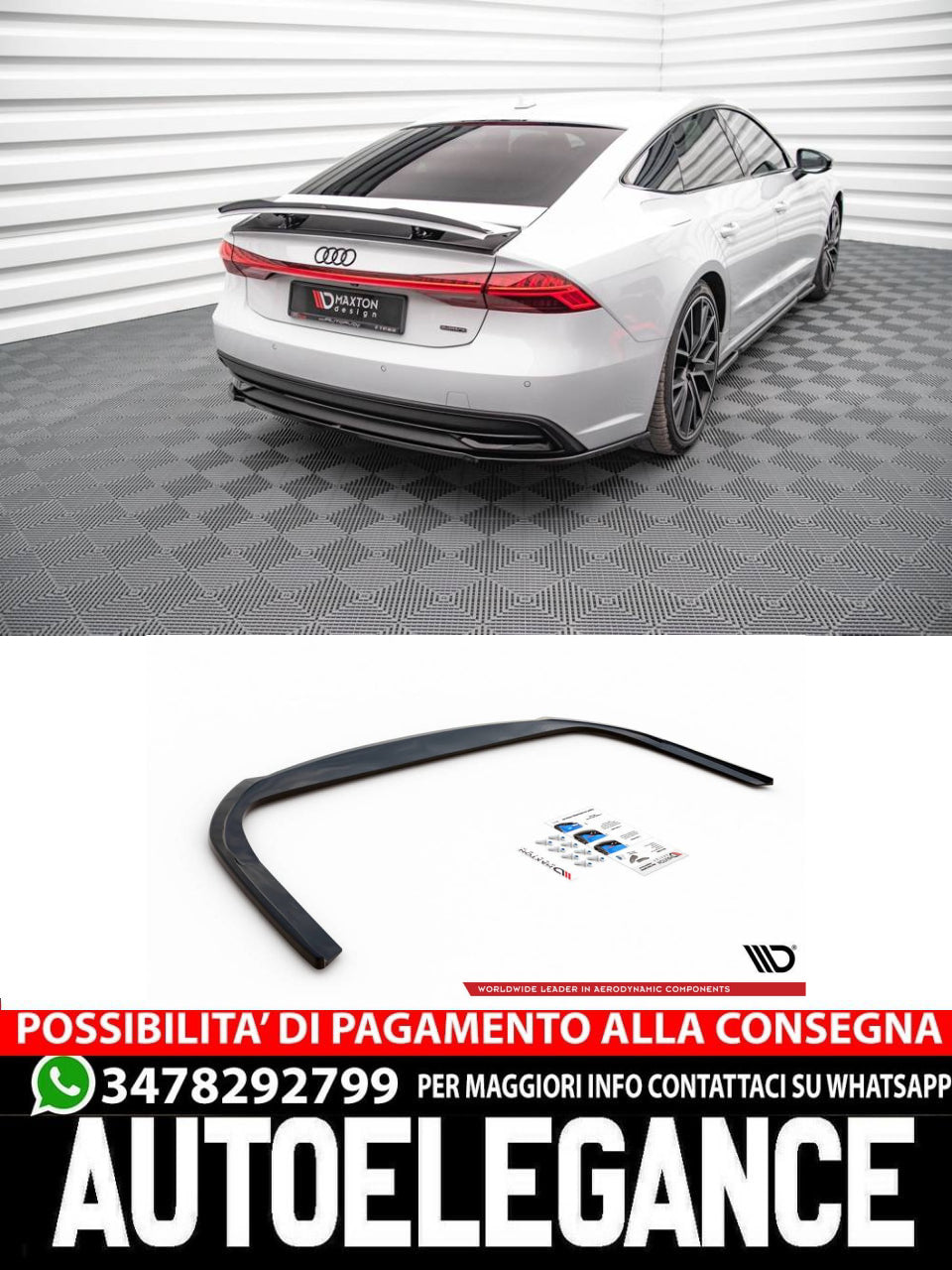 SPLITTER POSTERIORE CENTRALE ADATTO COMPATIBILE PER AUDI A7 C8 (2018 - )