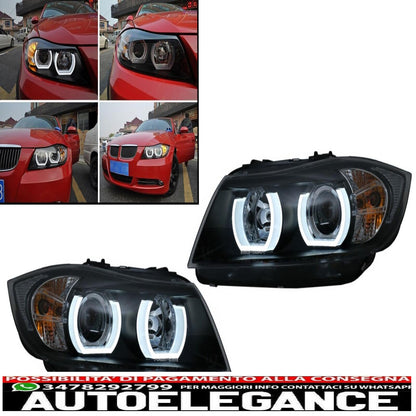 3D U-LED Xenon Headlights for BMW 3 E90 Limousine E91 Touring 03.2005-08.2008 LHD Black 