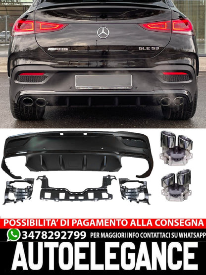 For Mercedes C167 GLE COUPE Diffuser + Bumper Exhaust 2X2 (CHROME) 53 AMG OPTICS