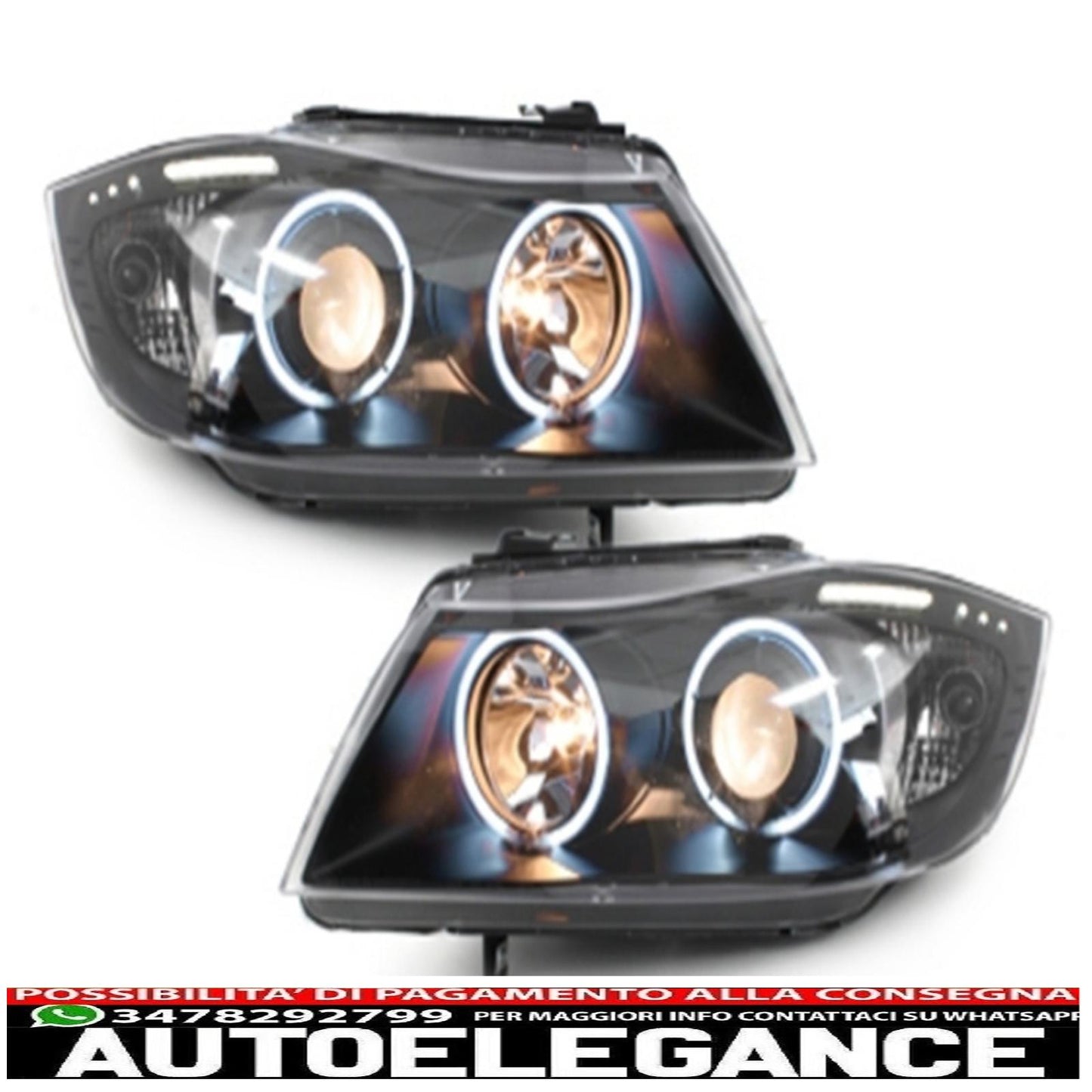 headlights suitable for bmw 3 series e90 e91 (03.2005-08.2008) angel eye ccfl black 