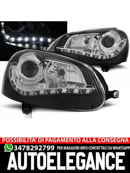 FARI ANTERIORI DAYLIGHT NERO per VW GOLF 5