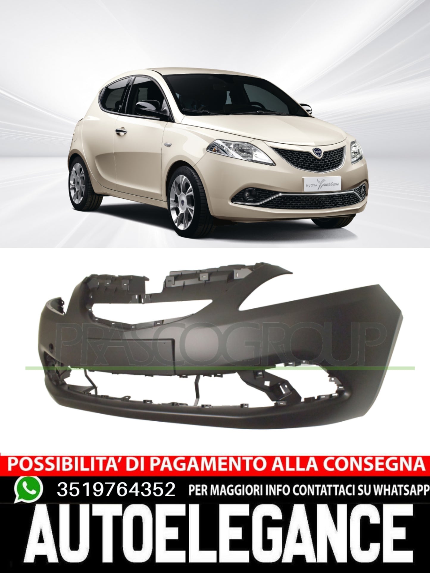 Paraurti Prasco Anteriore Per Lancia Ypsilon #Zd  CON PRIMER 735642772