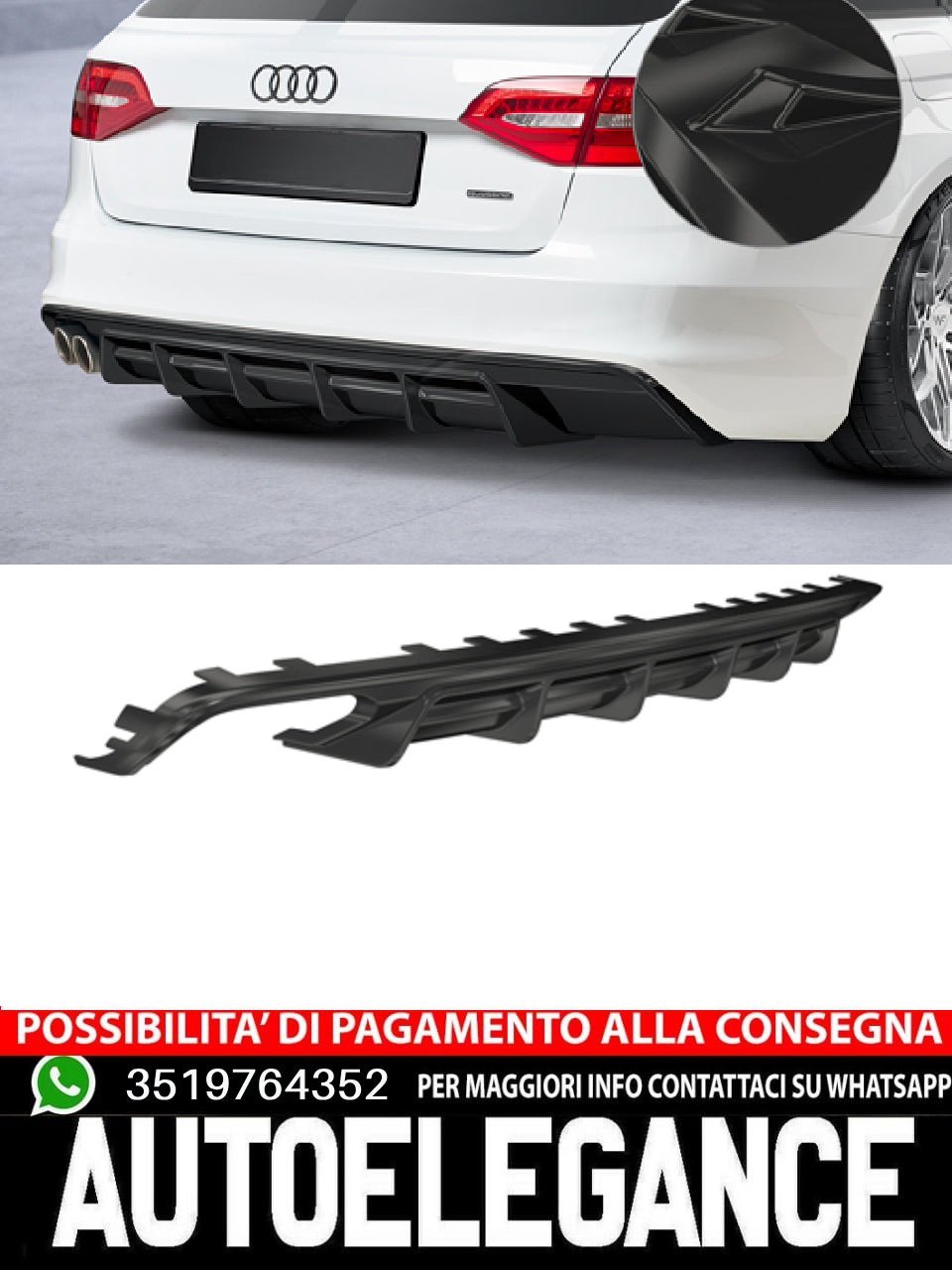 Diffusore posteriore adatto per Audi A4 B8 (8K)