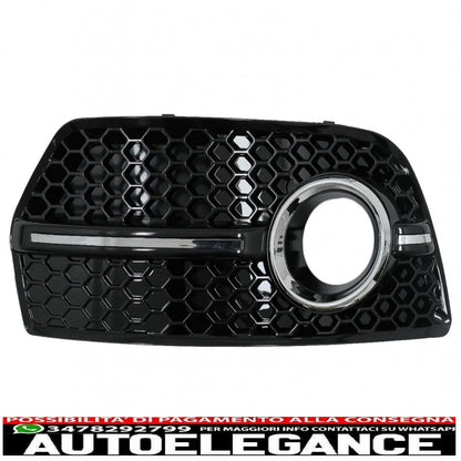 Copri fendinebbia griglie laterali adatto per audi q5 suv 8r (2008-2011) rs design piano nero cromato AUTOELEGANCERICAMBI
