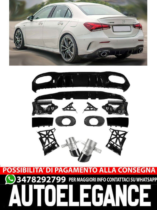 Diffusore spoiler posteriore + terminali di scarico 2x1 (NERO)