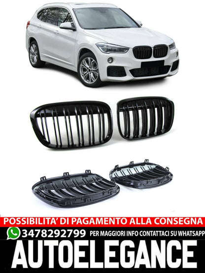 Griglia radiatore sportiva doppia barra performance lucida per BMW X1 F48 14-19